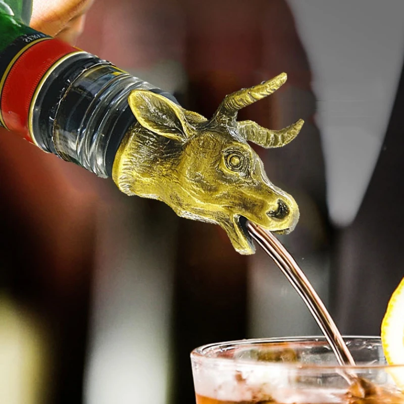 

New Style Creative Cow Head Pour Spouts Exquisite Animal Wine Mouth Bottle Keep Fresh Stopper Cap Holiday Birthday Gift