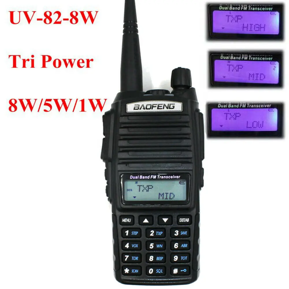 Real 8W Portable Radio Walkie Talkie Baofeng UV-82 Dual PTT Two-way Radio Vhf Uhf Amateur Radio Receiver UV82 Two Way Transmiter