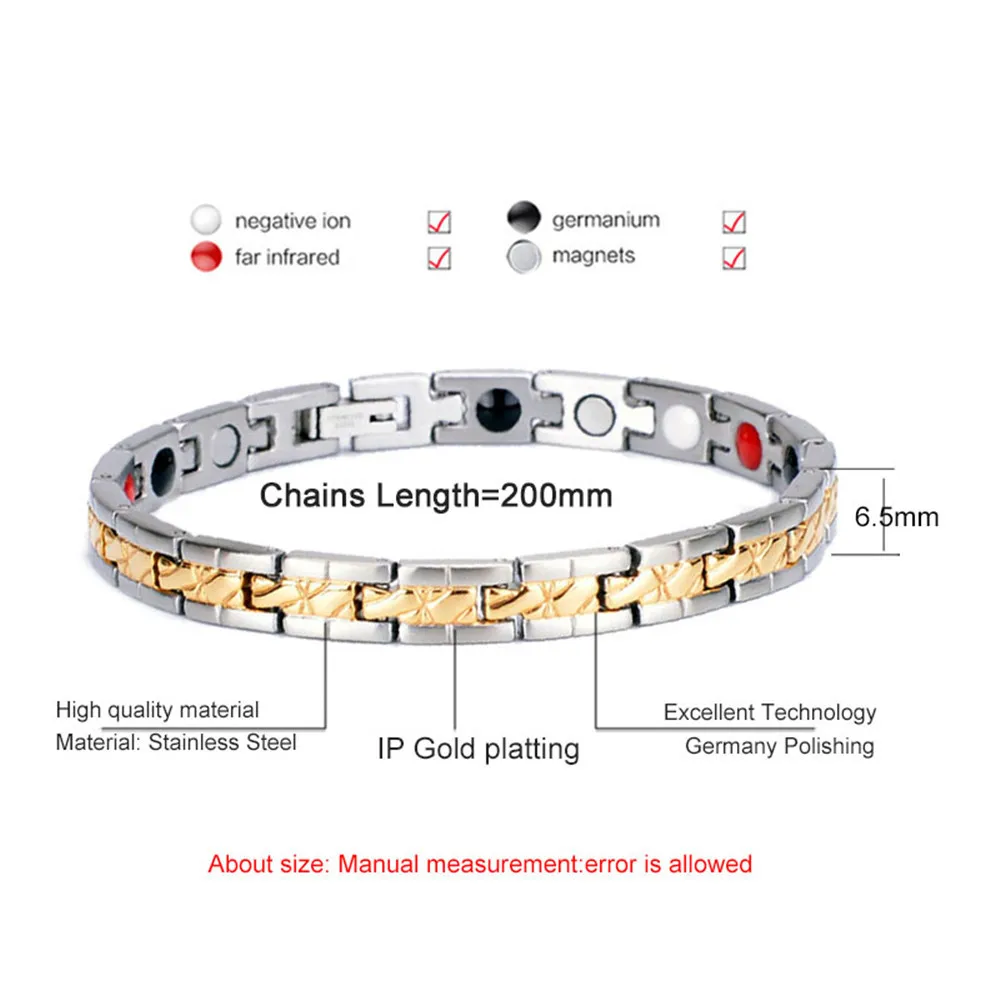 Титановый стальной браслет Здоровья с отрицательными ионами, антирадиационный гематит, сжигание жиров, германий, антиоксидантная энергия.