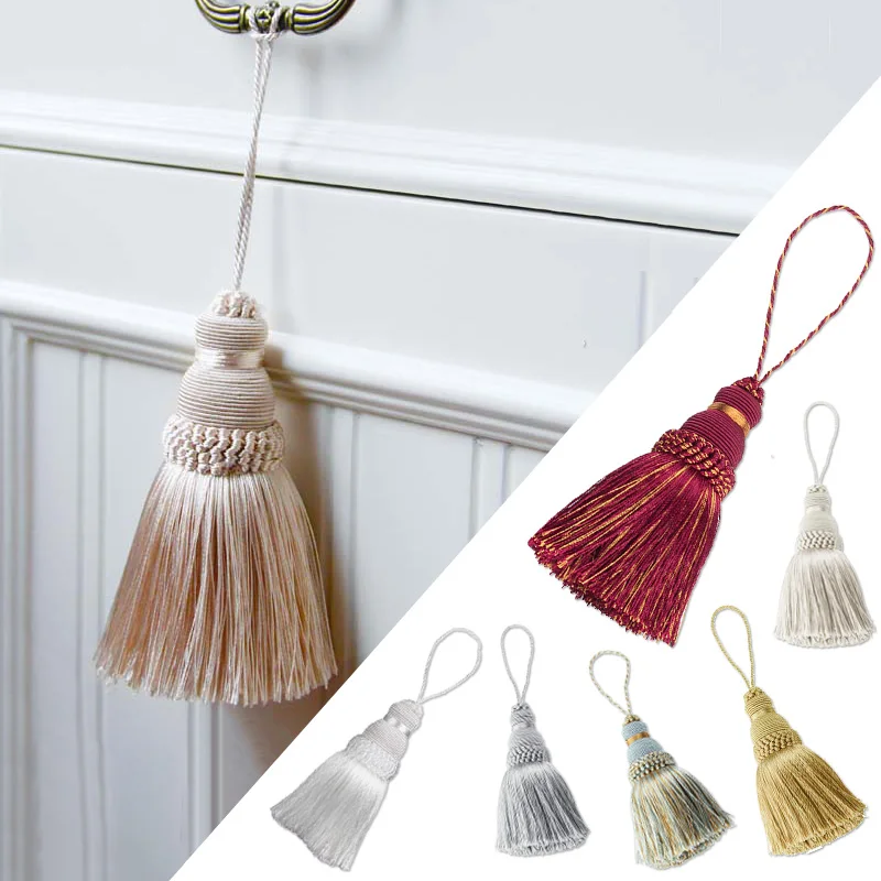 

1Pc Home Decor Hanging Rope Silk Tassel Fringe Tassel Trim Garment Decoration Key Tassels for DIY Embellish Curtain Accessories