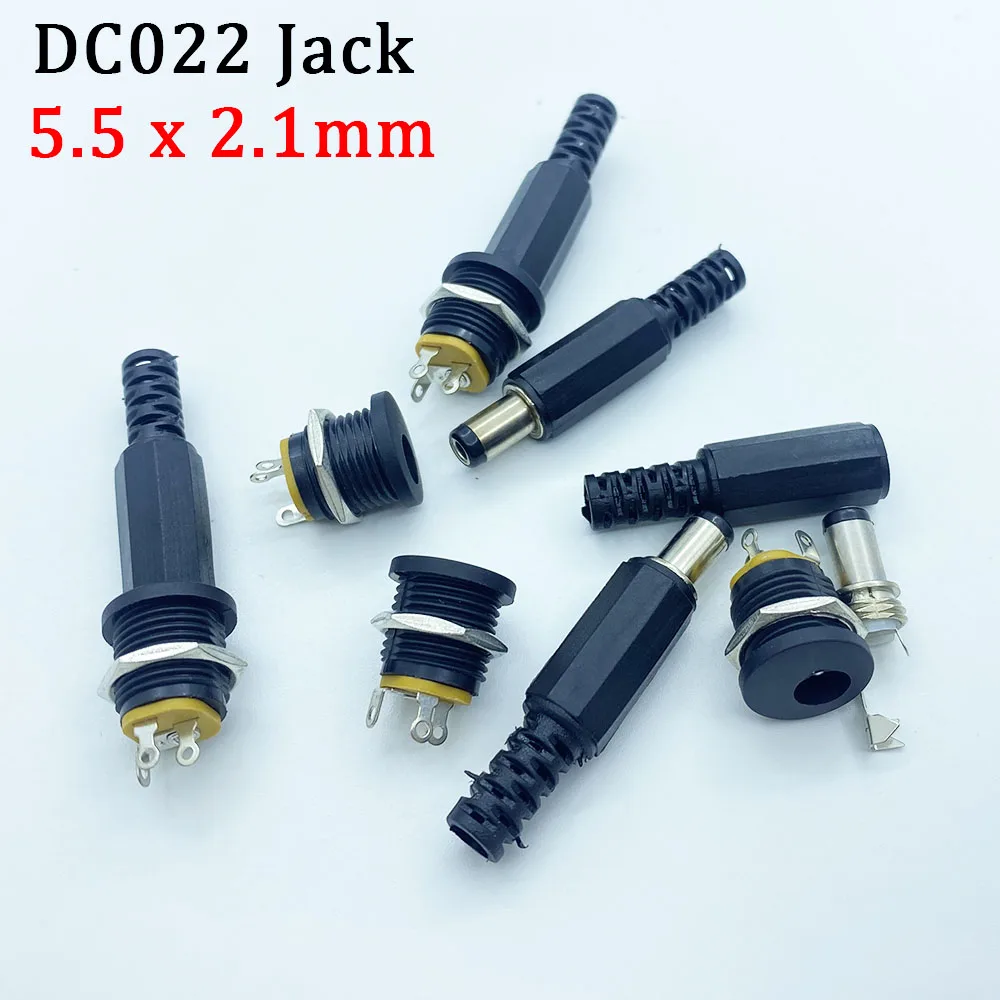 2/5/10 пар DC022 Разъем питания постоянного тока гнездо винтовая гайка панельный разъем + 12 В 3A 5,5x2,1 мм пластиковый адаптер постоянного тока штекер