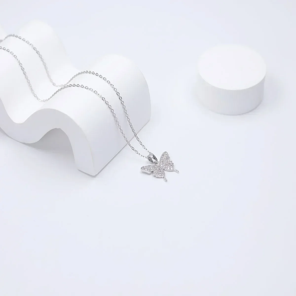 ChicСеребряное серебряное ожерелье с бабочкой изящный милый кулон для женщин
