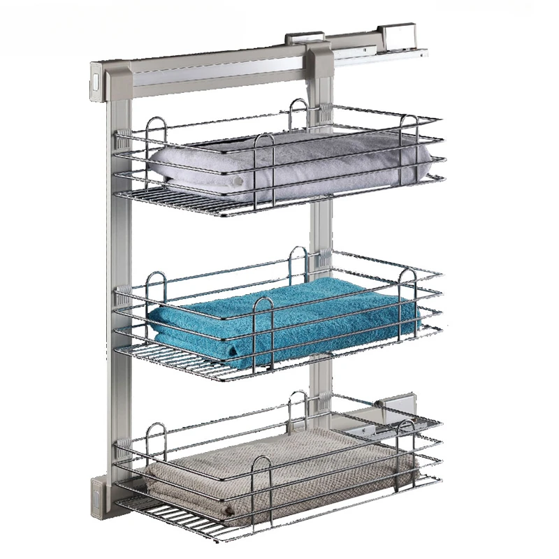 

2023 Adjustable Wardrobe Basket Pull Out Durable Tempered Wire Storage Basket Carton Multifunction Classic Fasion 2 Pcs