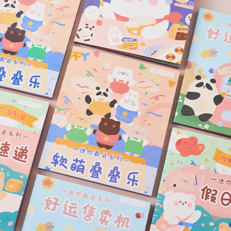 

45Sheets/pack PET+washi Paper+coated Paper Mini-store Series Cute Animal Bear Panda Kitty Rabbit Hand Book Decorative Stickers