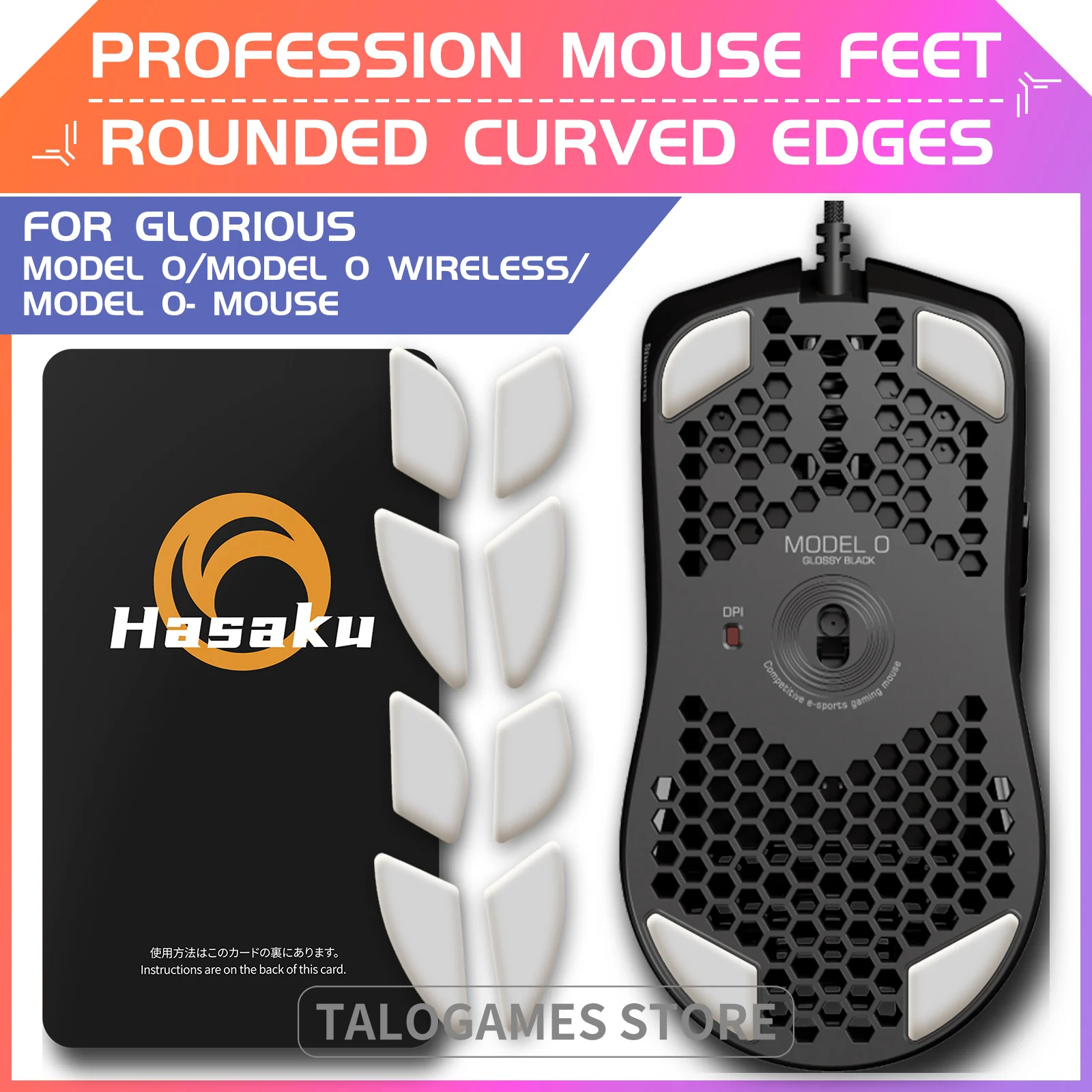 2 Sets HASAKU Rounded Curved Edges Gaming Mouse Feet Skates for Glorious Model O / O-(Minus) Mouse Feet Pad Replacement
