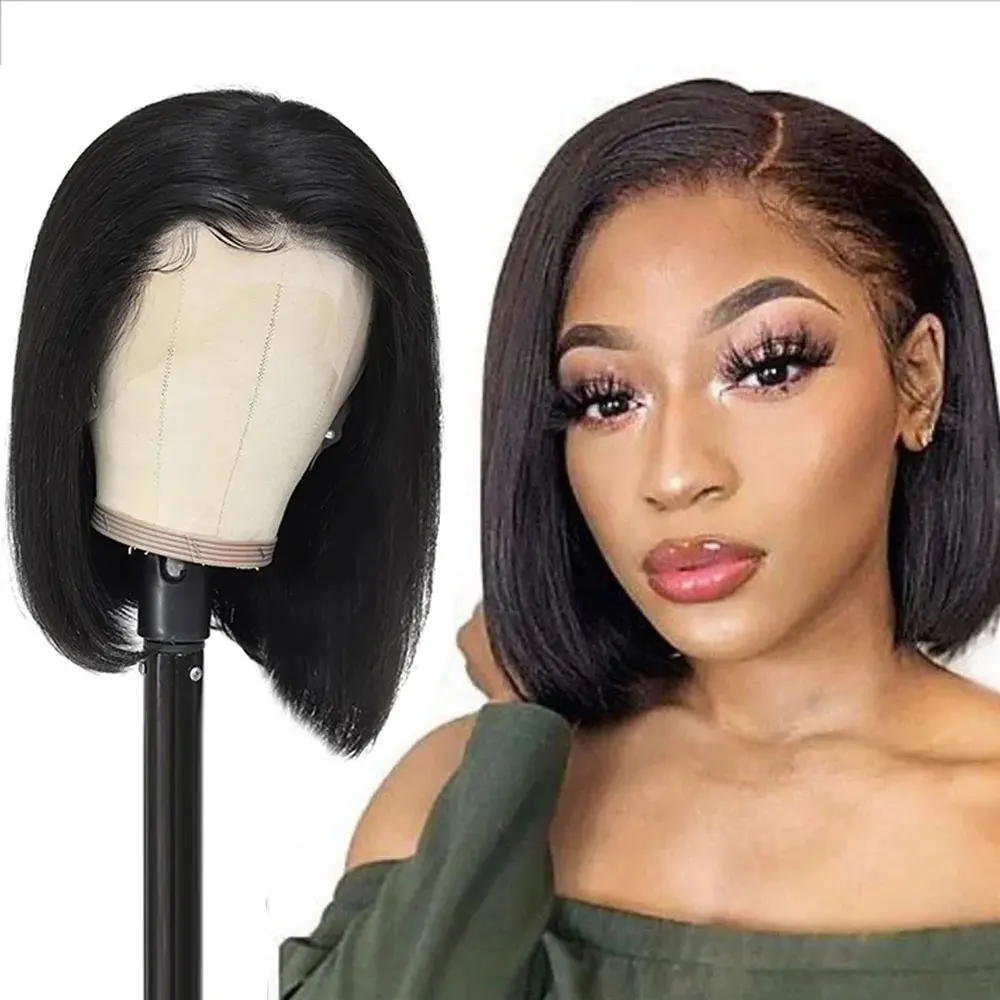 8-дюймовый Горячий Продавать Бразильские Человеческие Волосы Боб Парик Шнурка