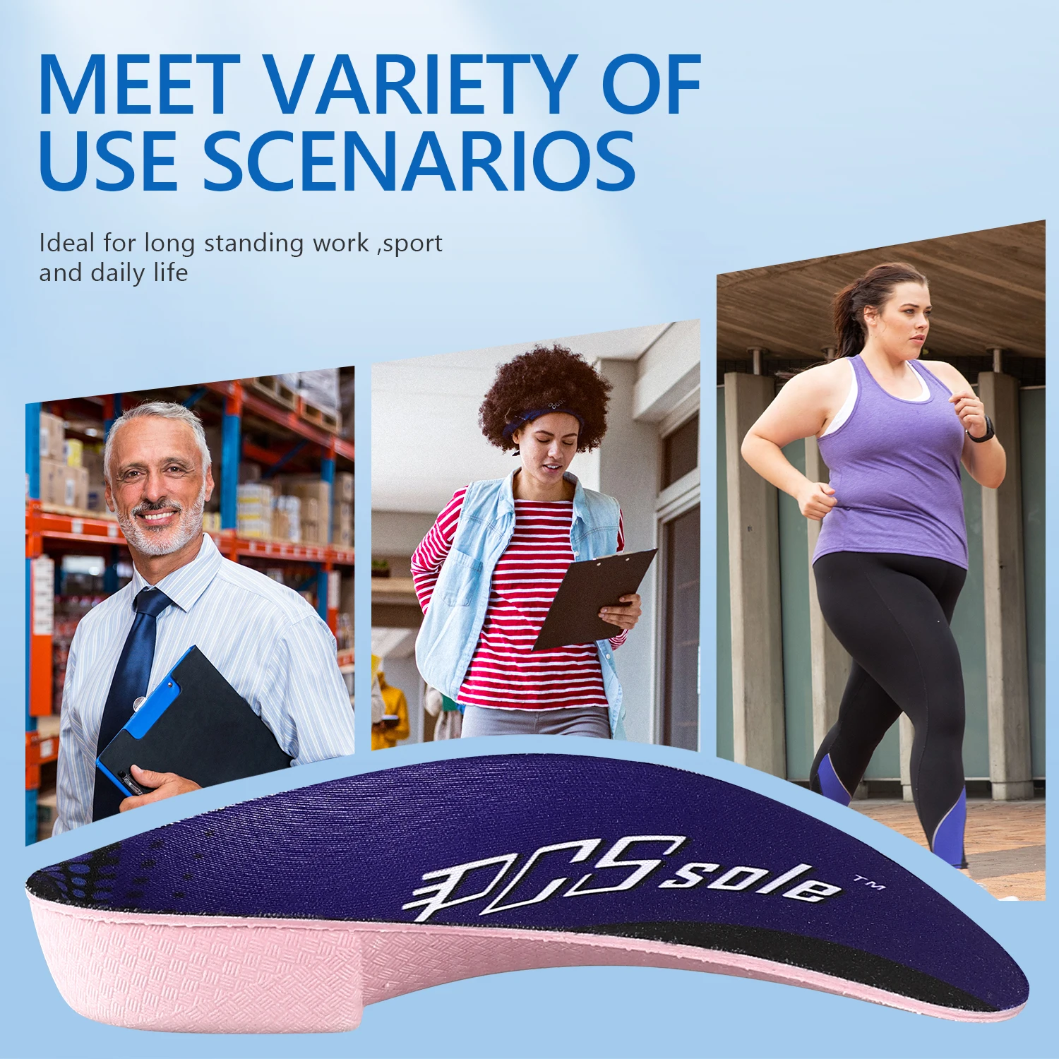 PCSsole’s 3/4 Orthotics Shoe Insoles High Arch Supports Shoe Insoles for Plantar Fasciitis, Flat Feet, Over-Pronation, Heel Pain