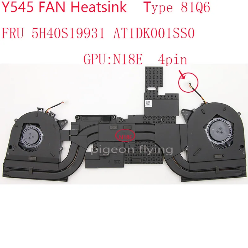 

Y545 FAN 5H40S19931 AT1DK001SS0 MG75100V1-1C020-S9A For Lenovo Legion Y545 Laptop Heatsink 81Q6 100% Test OK