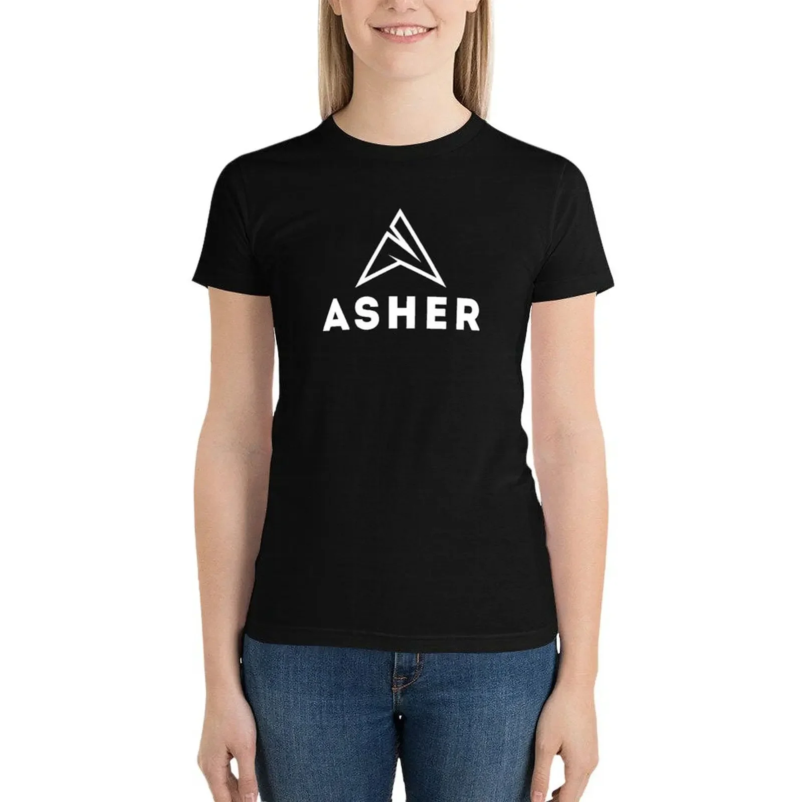 Футболка с логотипом Asher Fan Merch одежда из аниме графикой корейская модная женская