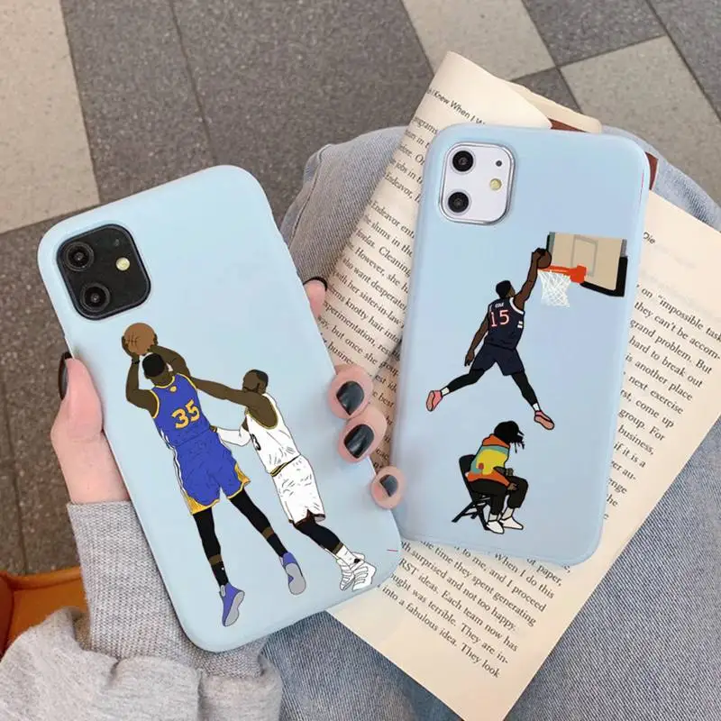 

Funny Cartoon Basketball Slam Dunk Phone Case for iPhone 11 12 13 Mini Pro Xs Max 8 7 6 6S Plus X XR Solid Candy Color Case