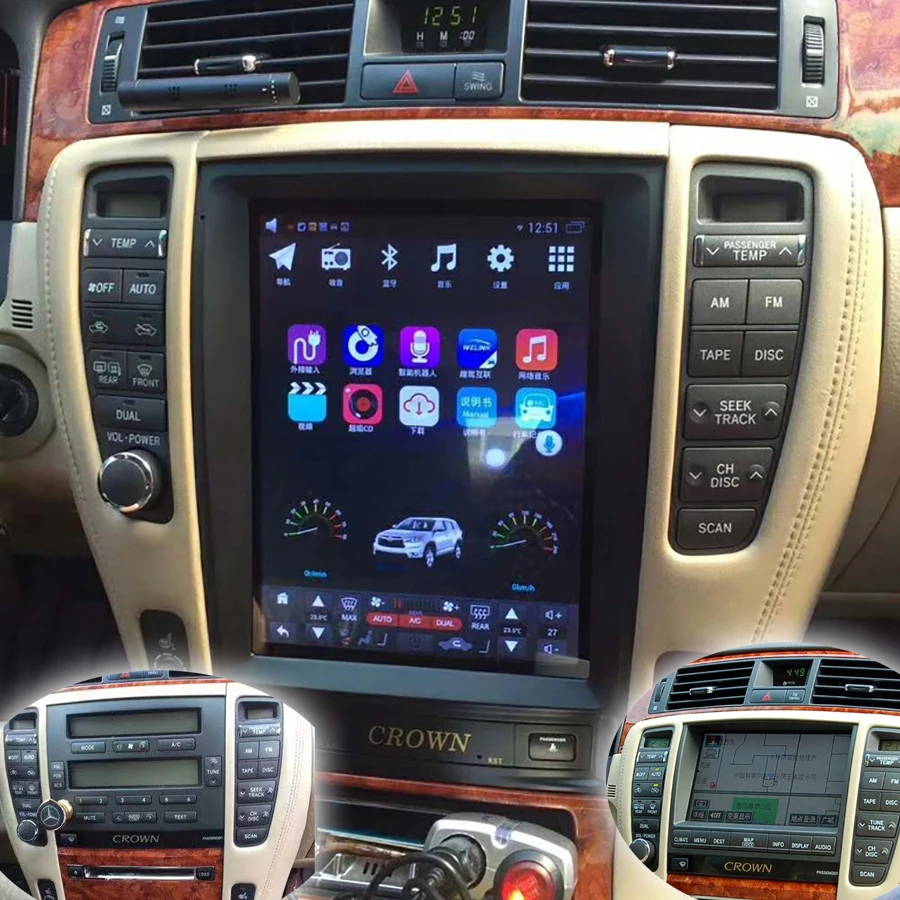 10 4 дюймовый автомобильный радиоприемник стерео аудио экран Тесла для Toyota Crown S180