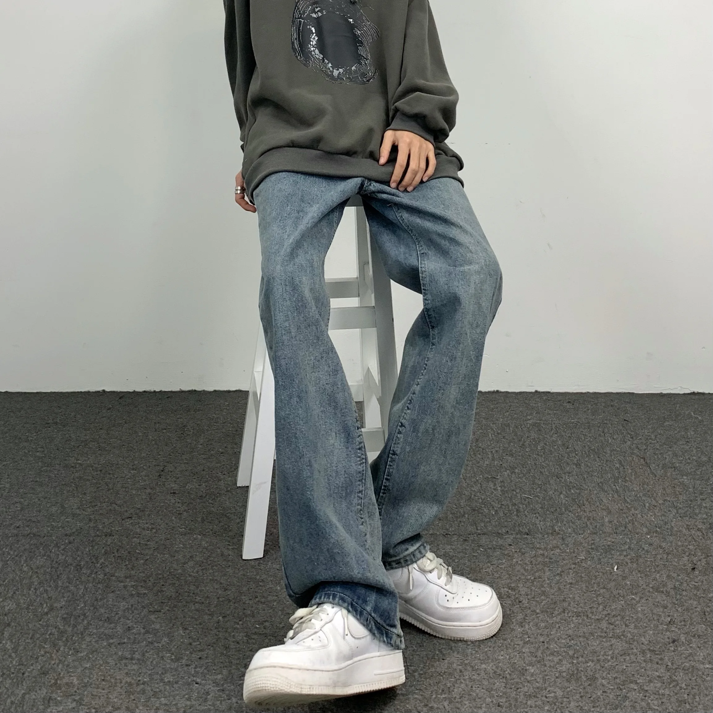 Men's Jeans Versatile Distressed Straight Trousers Loose Jeans Denim Trousers Y2k Pants Wide Leg Pants Women's Pants Streetwear