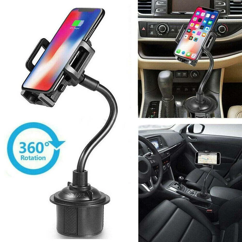 

DIXSG Universal Car Mount Adjustable 360° Gooseneck Cup Holder Cradle for Cell Phone
