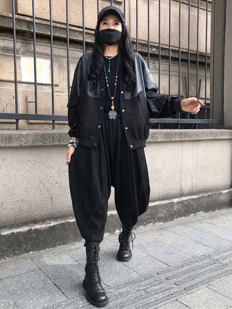 Женская винтажная Куртка Max LuLu черная свободная Байкерская верхняя одежда из