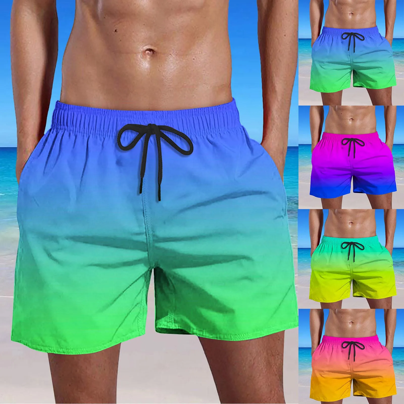 Мужские спортивные шорты для плавания с градиентом, быстросохнущие пляжные  шорты с карманами, Гавайские пляжные шорты, Мужская одежда для бега и  тренировок, лето 2022 | AliExpress