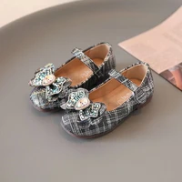 girls princess shoes single shoes simple fashion 2022 new bow spring and autumn soft sole leather shoes sandals slippers