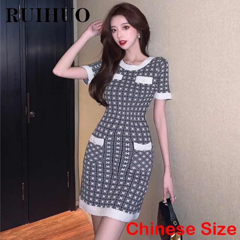 

Элегантные летние платья RUIHUO для женщин 2022, летнее платье, женская одежда, корейская мода, китайские искусственные размеры, Новое поступлен...