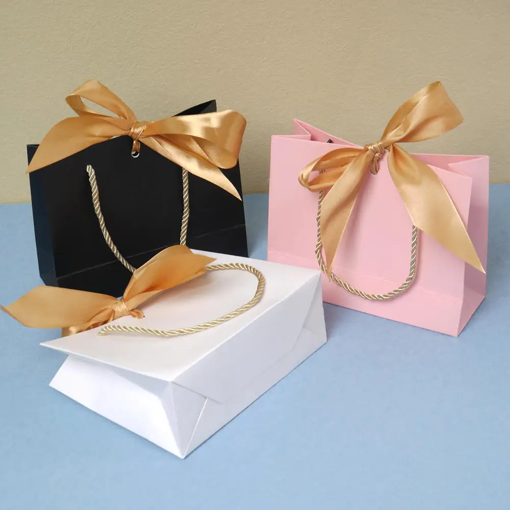 Party Favor Handbag Bow Ribbon Jewelry Packing Birthday Wedding Graduation Celebration Present Wrap