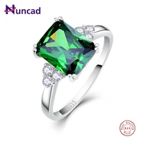 nuncad women fashion jewelry new pure sterling silver green crystal cubic zircon classic finger ring for ladies