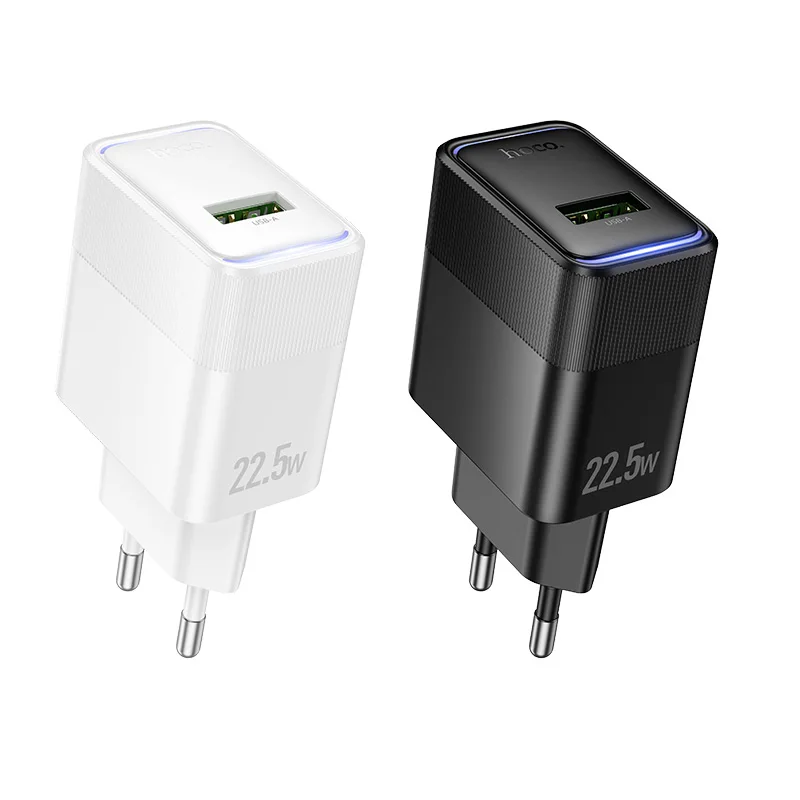 Фото Зарядное устройство HOCO USB A 22.5W для быстрой зарядки телефонов Xiaomi/Oppo с LED-индикатором, адаптер QC3.0 для путешествий, EU-разъем, для Samsung, Huawei №1