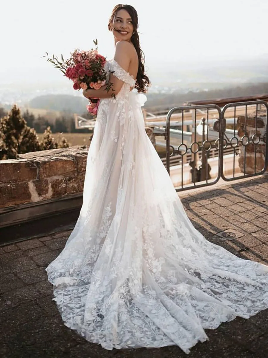 

Элегантное ТРАПЕЦИЕВИДНОЕ свадебное платье 2022 для женщин, женское свадебное платье, кружевное женское платье