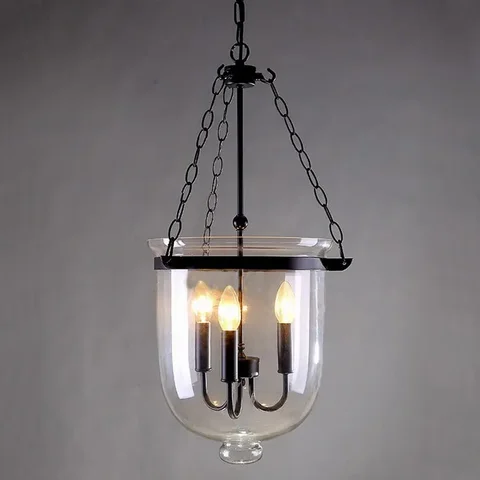 Подвесной светильник в американском стиле для фойе, прозрачное стекло черного/ржавчины, декоративное светильник щение для столовой в стиле ретро, диаметр 350 мм/мм