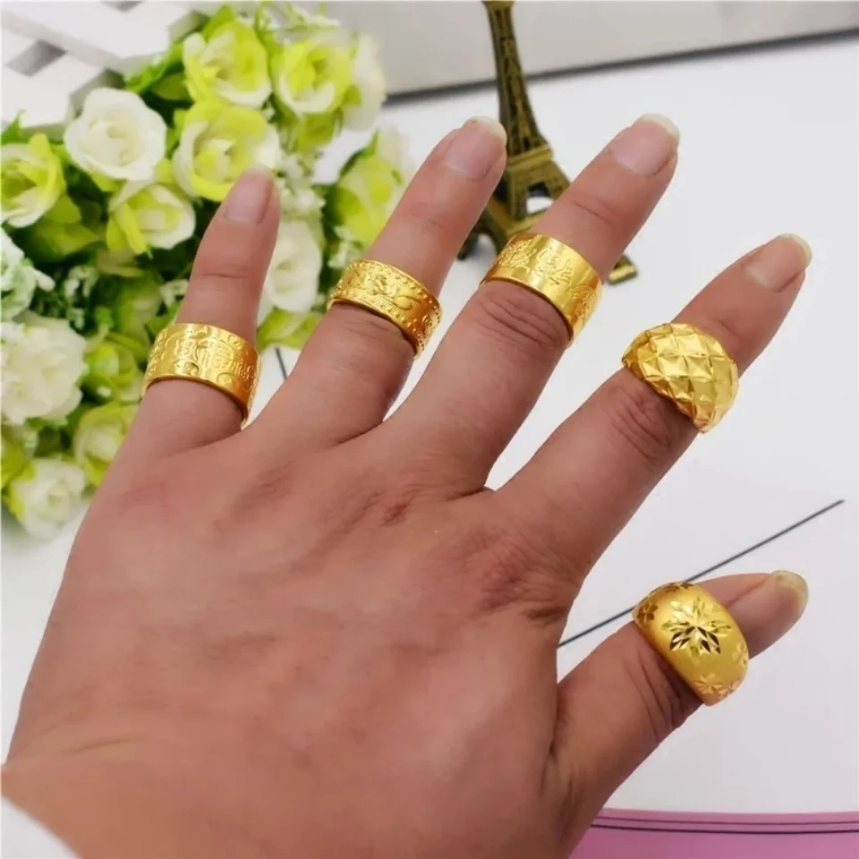 

Alloy Live Ring Couple Does Men's and Women's Pair Copy 100% Real Gold 24k 999 Pure 18K Gold Jewelry