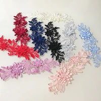 1 pair flower embroidery lace applique patch for diy wedding dress patchwork clothes accessory