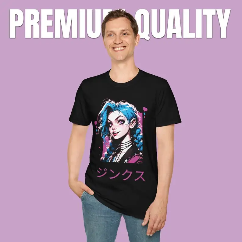 Arcane Jinx в японском стиле пудра Fanart рубашка аниме милая игровая футболка
