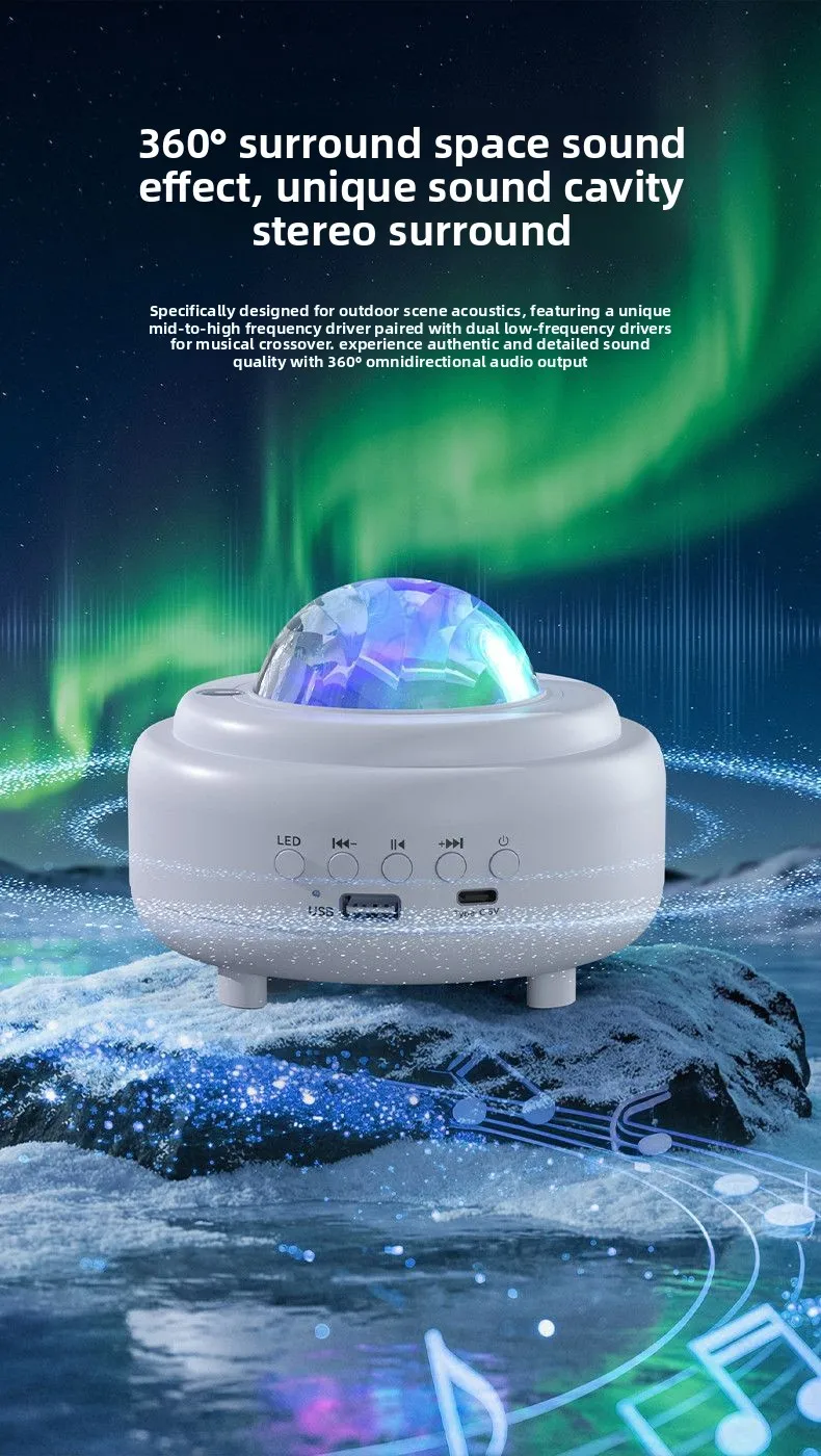 Фото Проектор звездного неба Aurora с Bluetooth-колонкой, ночник для сна, романтическая атмосфера, подарок для девушки. №1