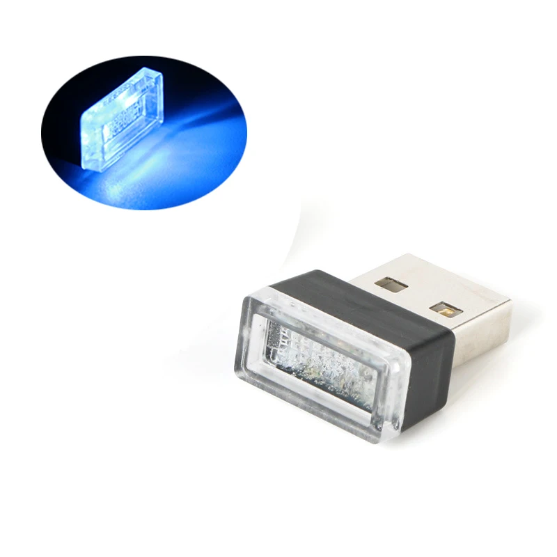 

7 шт. мини-USB светодиодный декоративный атмосферный светильник для салона автомобиля, декоративный окружающий свет, универсальный белый ледяной синий, красный, розовый
