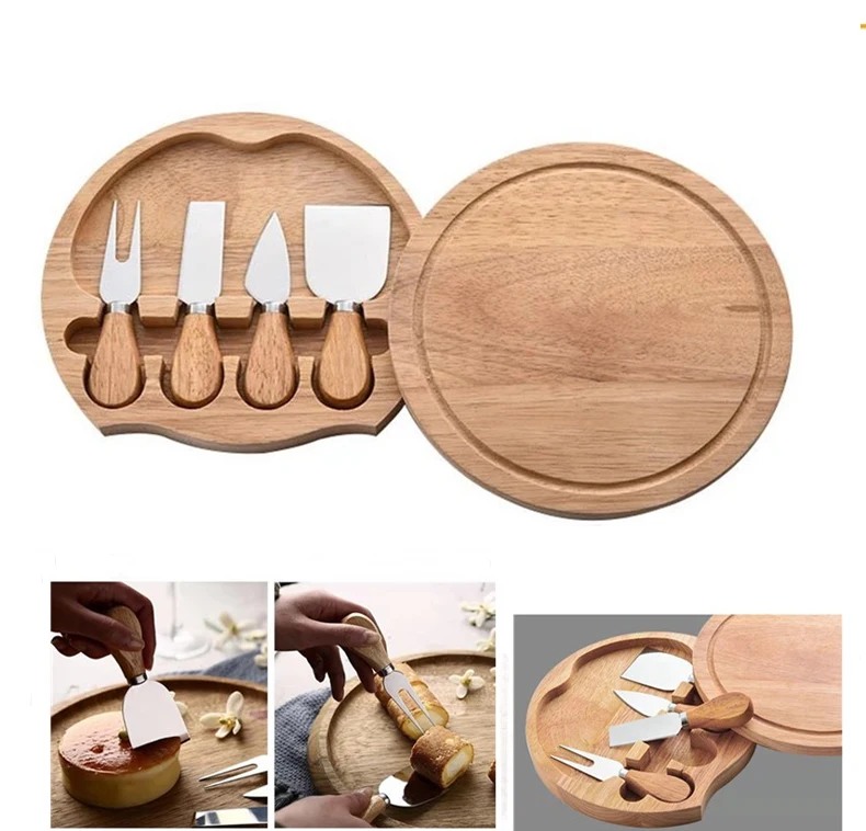 

4pcs/set Cheese Knives Wood Steel Stainless Handle Cutlery Cheese Slicer Cutter Mini Knife Butter Spatula ForK Cooking Tools