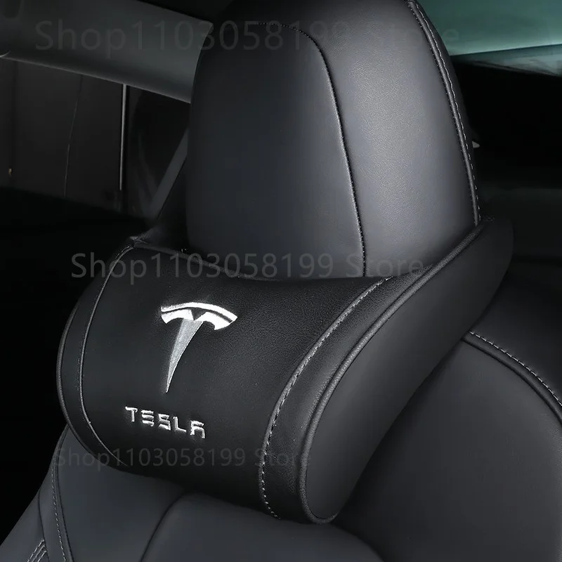 

Мягкие автомобильные подушки под шею для Tesla Model 3 X S Y, 2 шт., автомобильные принадлежности, Кожаная подушка на подголовник сиденья Tesla Model Y 2023, автомобильные аксессуары