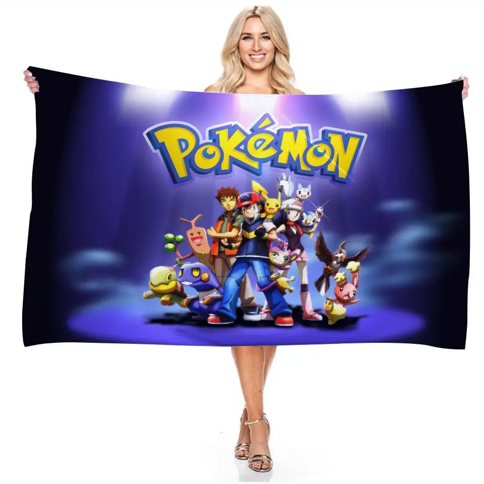 

Pokemon Series Pikachu Cartoon Cute Rectangular Beach Towel 3D Digital Printing Thin Bath Towel Sand Free Machine Washable Gift