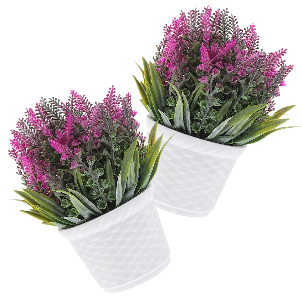 

4 Pcs Fake Artificial Outdoor Plants Plastic Lavender Centerpieces Tables
