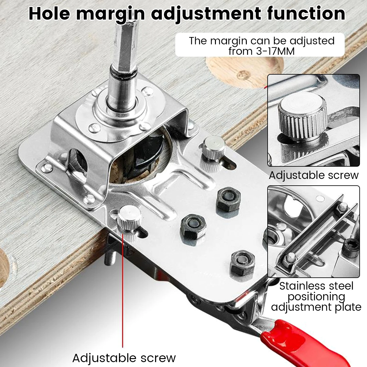 

35mm Hinge Boring Jig with Fixture Aluminum Plastic Hole Opener Template Door Cabinets Woodworking Hole Drilling Guide Locator