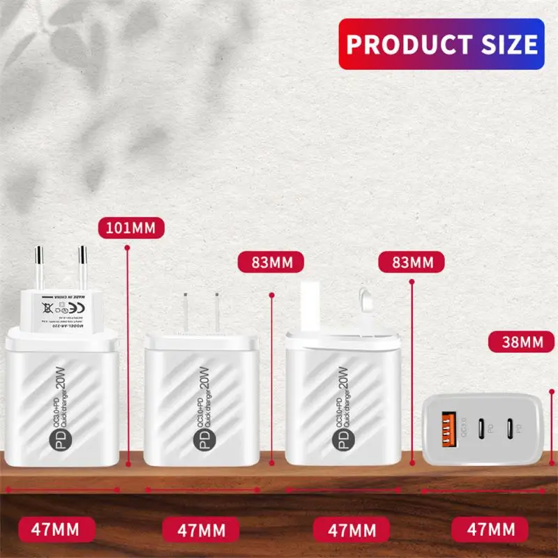 

Pd20w Charger Eu/us/uk Plug Phone Accessories Fast Charging Head 20w 3 Port Quick Charge For Iphone Huawei Xiaomi Usb C Charger