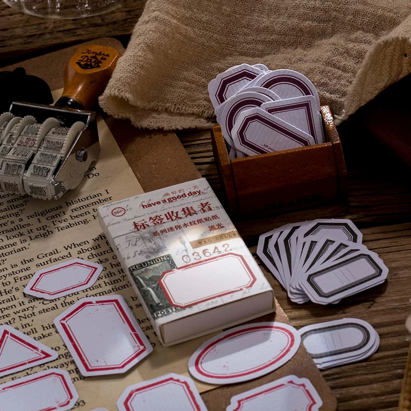 

50 pcs/box Vintage Blank Labels Stickers Adhesive Diy Scrapbooking Decorative Diary Album Collage material Craft Supplies
