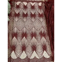 champagnewine geometric glitter polyester mesh striped sequin lace fabric with pearls for sewing african nigerian women dresses