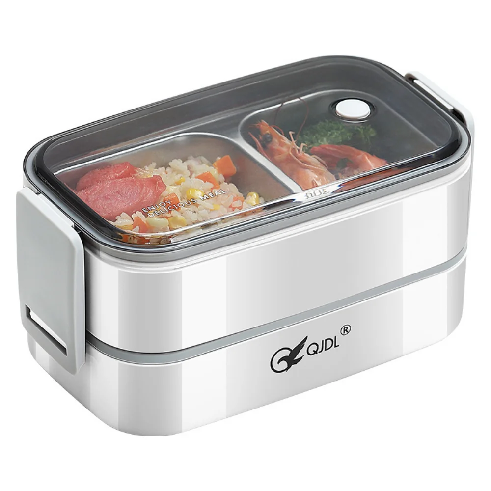 

304 Stainless Steel Sealed Insulation Lunch Box Portable School Office Microwaveable Heating Bento Food Box Double Layer Box