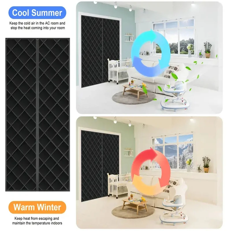 Магнитная дверная занавеска зимняя ветрозащитная и теплая хлопковая утолщенная