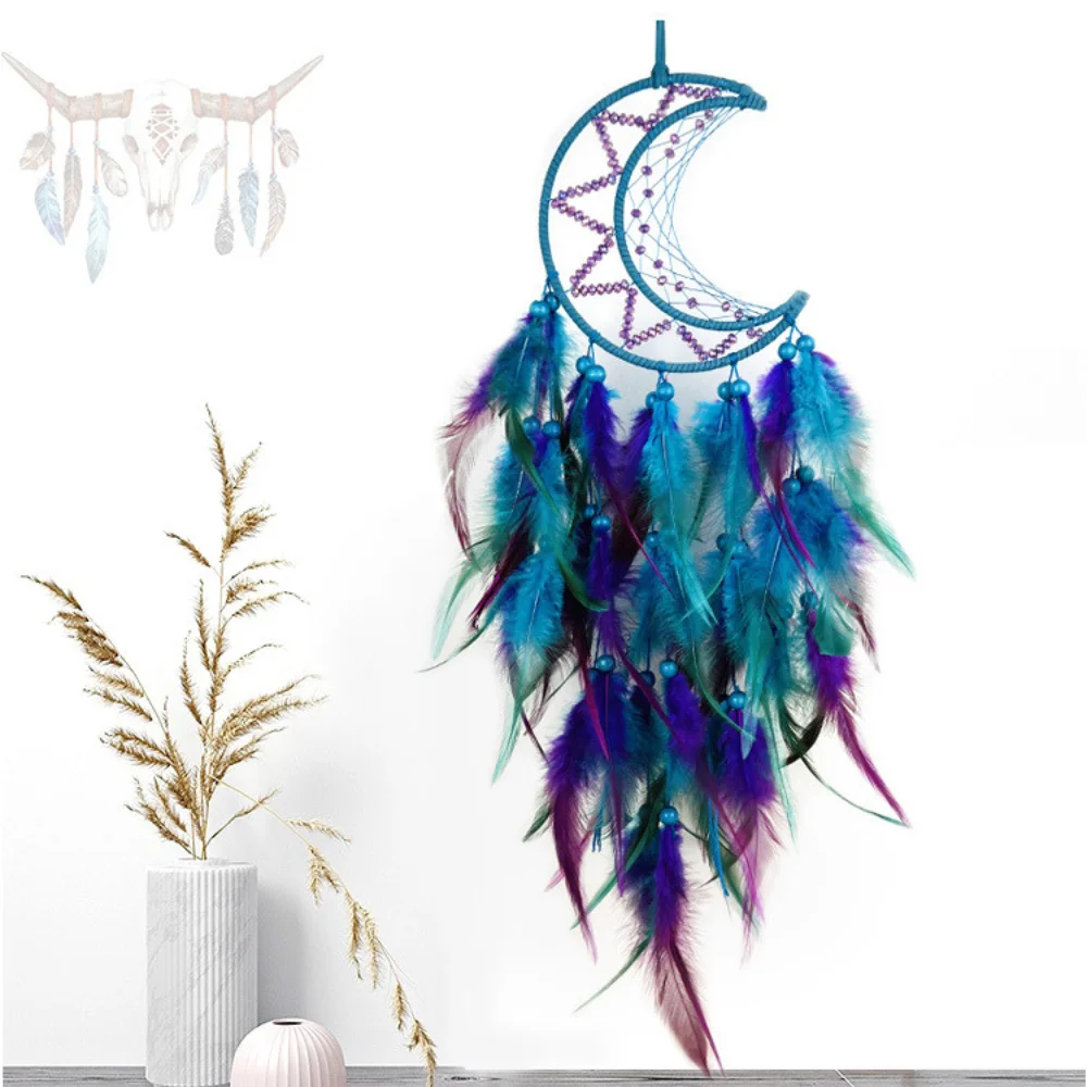 

Moon Dream Catcher to Hang Home Decoration Cute Dreamcatcher Feather Ornaments Wall Hanging Interior Kid Room House Nordic Decor