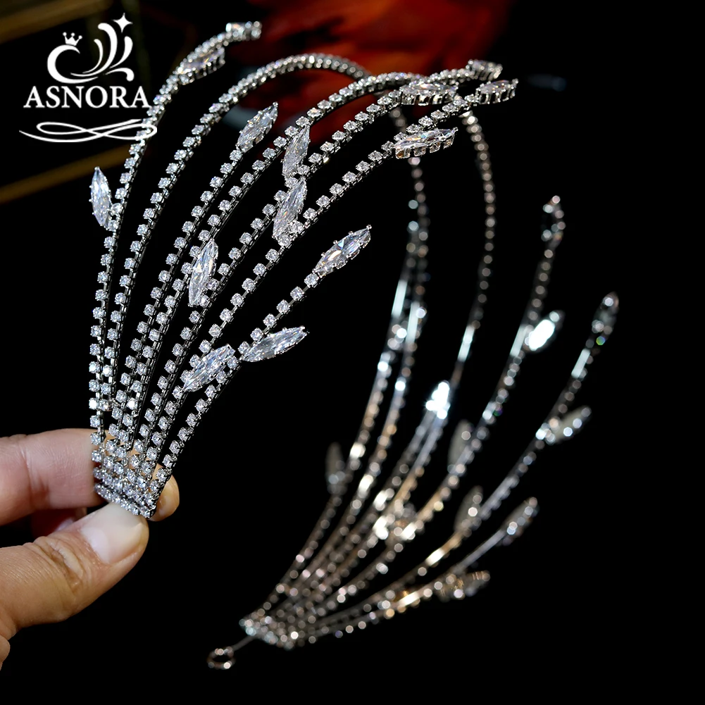 

ASNORA New Fashion Wedding Hair Accessories Bridal Crowns and Tiaras Women Party Cubic Zirconia Hairband Headband Jewelry
