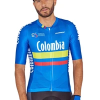 colombia team mens cycling short sleeve blue breathable jerseys bicycle ciclismo maillot sportwear mtb mountain bike clothing