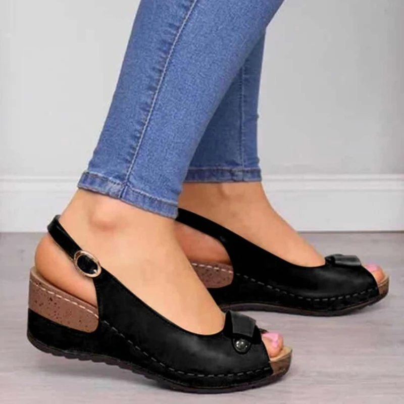 Women's Vintage Roman Sandals Summer Walking Fish Mouth Soft Sole Fashion Open Toe Platform Comfortable Slippers shoes sapato