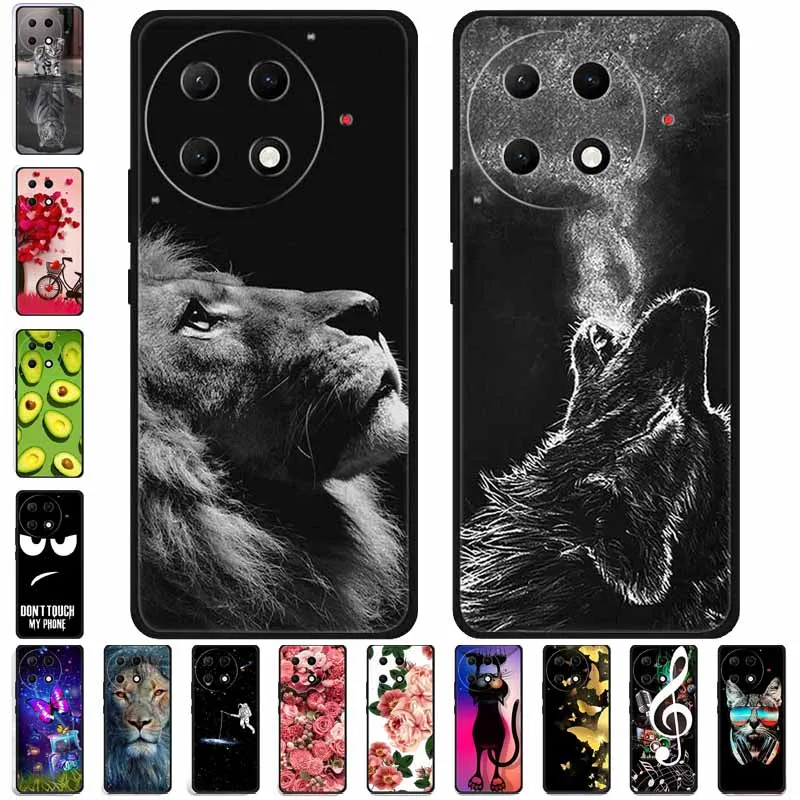 Чехол для телефона Tecno Camon 30S Pro черный силиконовый чехол с мягкой росписью Tiger Coque