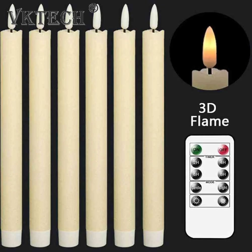 

6pcs Long LED Candles Flameless Battery Powered Pointed Candle Light Decorative Church Flickering Candle Light for Event New