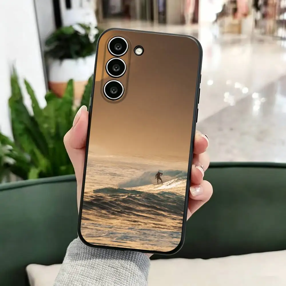 Фото Мягкий черный чехол для телефона S-Surf Beach R-Rips C-Curls для Samsung Galaxy A 73,72,51,53,52,71,22,5G,Note,J7,8,9 №2