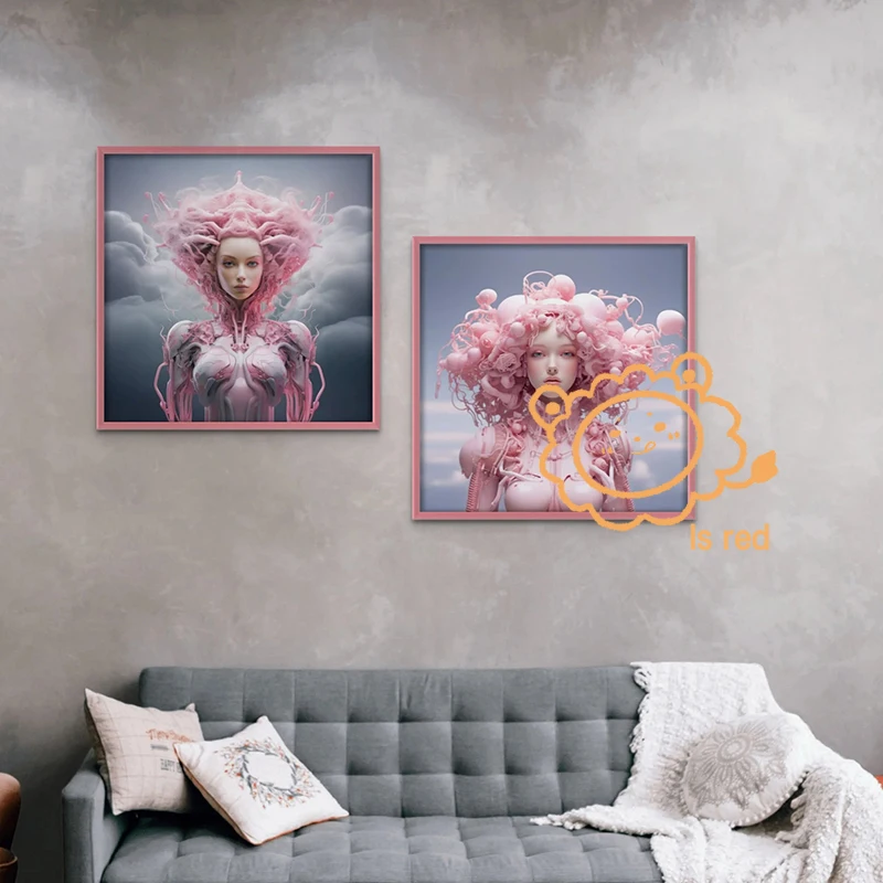 Постер Androids розовая Роботизированная девушка футуристические румяна cyборг