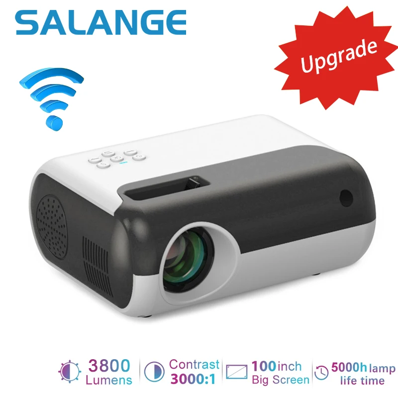 Salange Мини проектор для дома 2023 Новый P80 проэктор для телефона 1080p 4000 люмен Мини WiFi проектор видеопроектор домашний кинотеатр светодиодный проектор